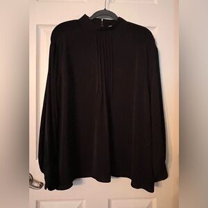Express Classic Mock Neck Long Sleeve Black Blouse XL